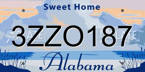 3ZZO187 Alabama License Plate