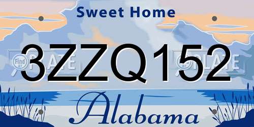 3ZZQ152 Alabama License Plate