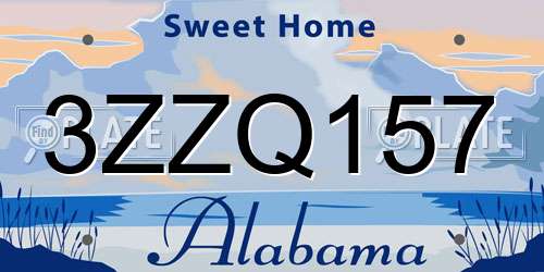 3ZZQ157 Alabama License Plate