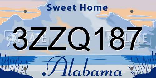 3ZZQ187 Alabama License Plate