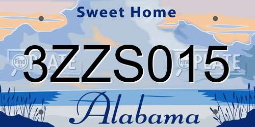 3ZZS015 Alabama License Plate