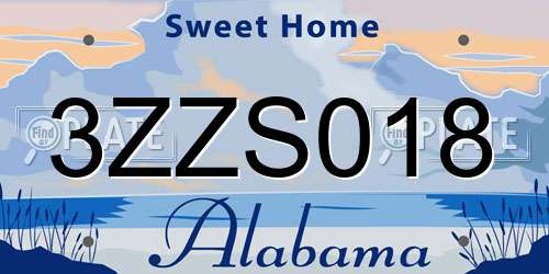 3ZZS018 Alabama License Plate