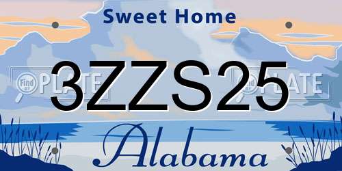3ZZS25 Alabama License Plate