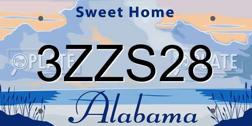 3ZZS28 Alabama License Plate