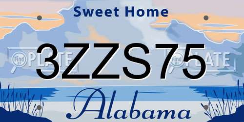 3ZZS75 Alabama License Plate