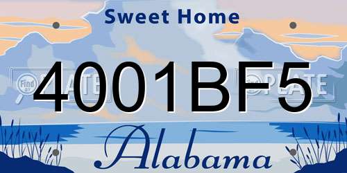 4001BF5 Alabama License Plate