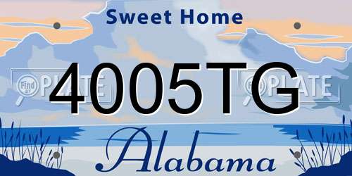 4005TG Alabama License Plate