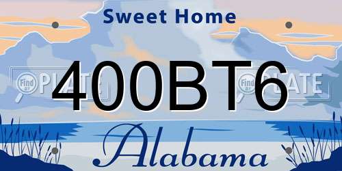 400BT6 Alabama License Plate
