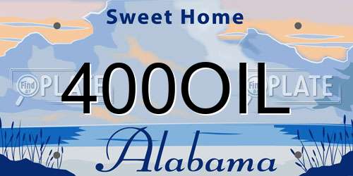 400OIL Alabama License Plate