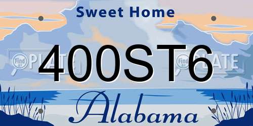 400ST6 Alabama License Plate