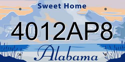 4012AP8 Alabama License Plate
