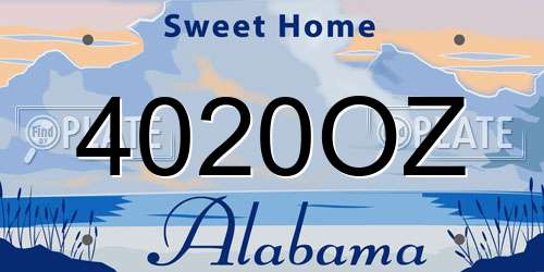 4020OZ Alabama License Plate