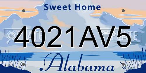 4021AV5 Alabama License Plate
