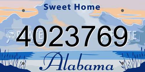 4023769 Alabama License Plate