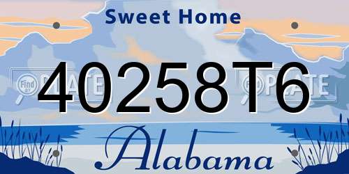 40258T6 Alabama License Plate