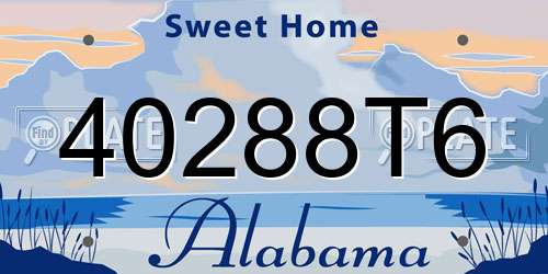 40288T6 Alabama License Plate