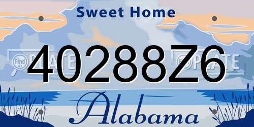 40288Z6 Alabama License Plate