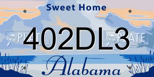 402DL3 Alabama License Plate