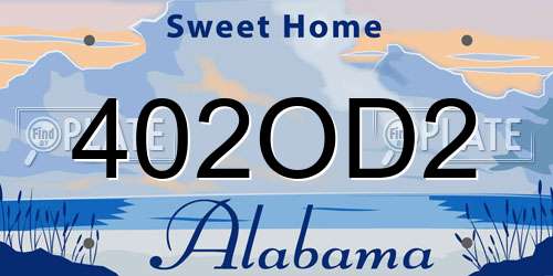 402OD2 Alabama License Plate