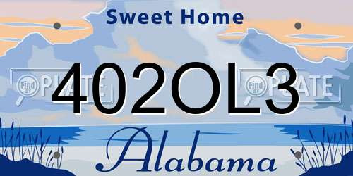402OL3 Alabama License Plate
