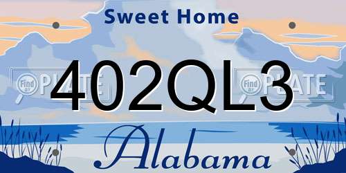402QL3 Alabama License Plate