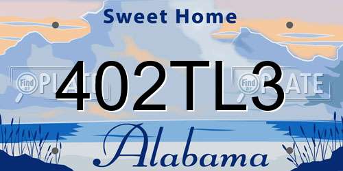 402TL3 Alabama License Plate