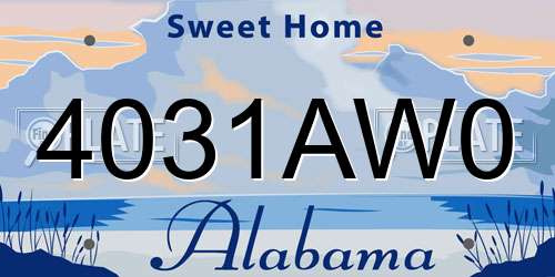 4031AW0 Alabama License Plate