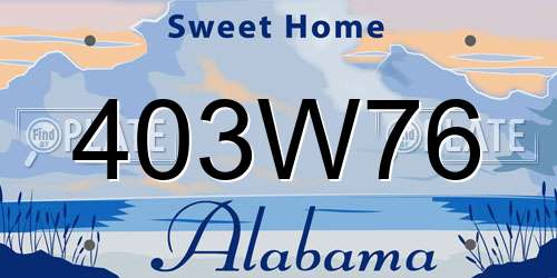 403W76 Alabama License Plate
