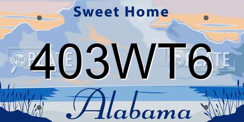 403WT6 Alabama License Plate