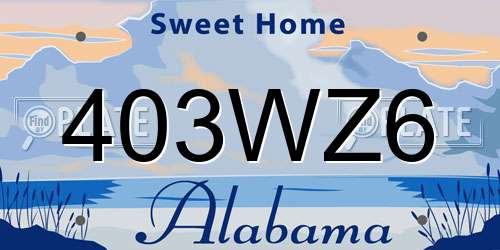403WZ6 Alabama License Plate
