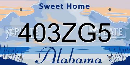 403ZG5 Alabama License Plate