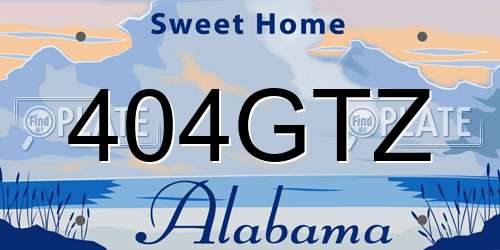 404GTZ Alabama License Plate