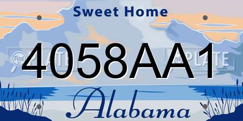 4058AA1 Alabama License Plate