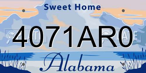 4071AR0 Alabama License Plate