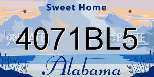 4071BL5 Alabama License Plate