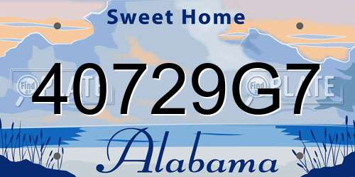 40729G7 Alabama License Plate