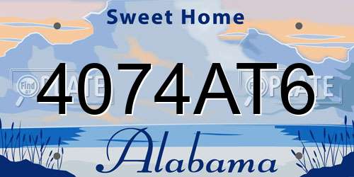 4074AT6 Alabama License Plate