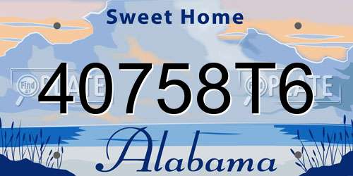 40758T6 Alabama License Plate