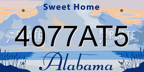 4077AT5 Alabama License Plate