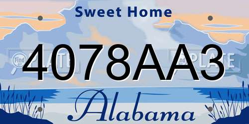 4078AA3 Alabama License Plate