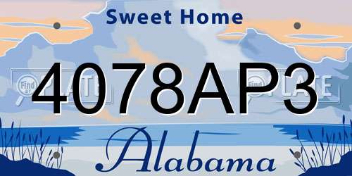 4078AP3 Alabama License Plate