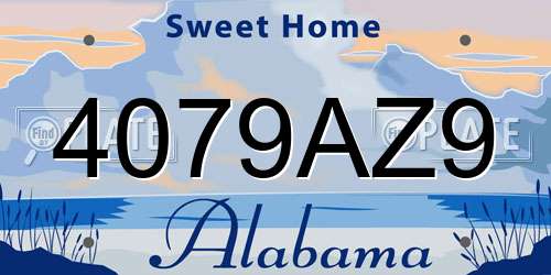 4079AZ9 Alabama License Plate