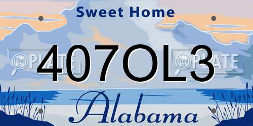 407OL3 Alabama License Plate