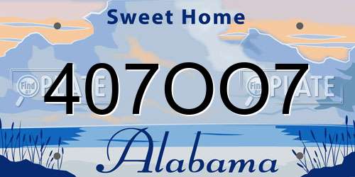 407OO7 Alabama License Plate