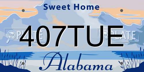 407TUE Alabama License Plate