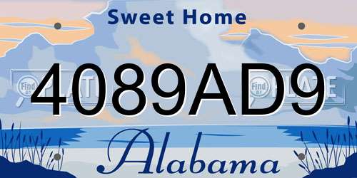4089AD9 Alabama License Plate