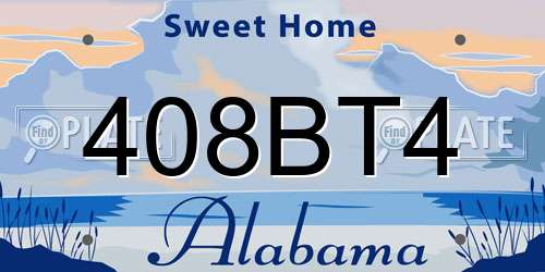 408BT4 Alabama License Plate