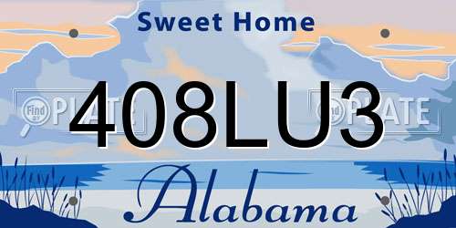 408LU3 Alabama License Plate