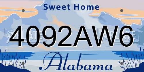 4092AW6 Alabama License Plate