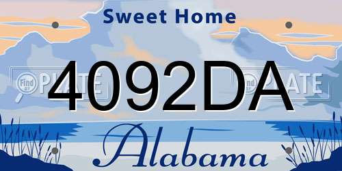 4092DA Alabama License Plate